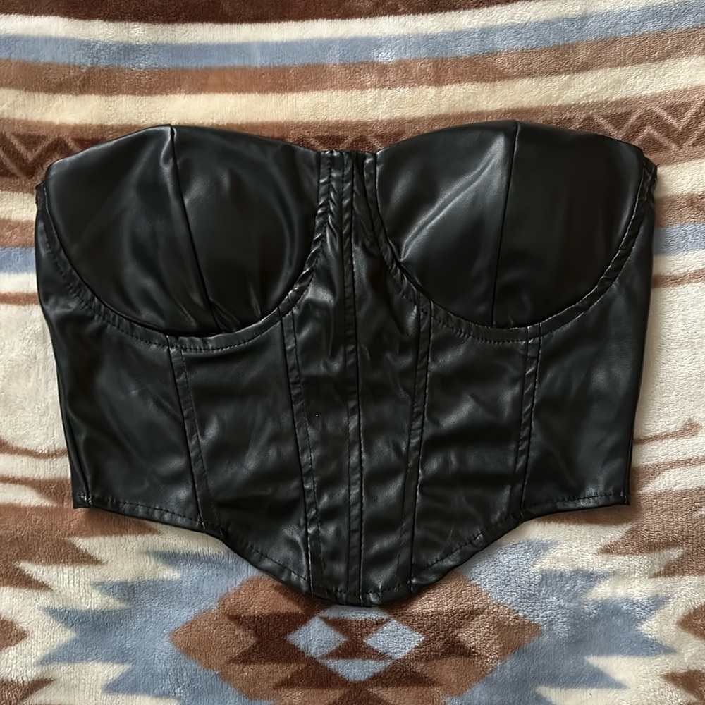 Faux leather corset top